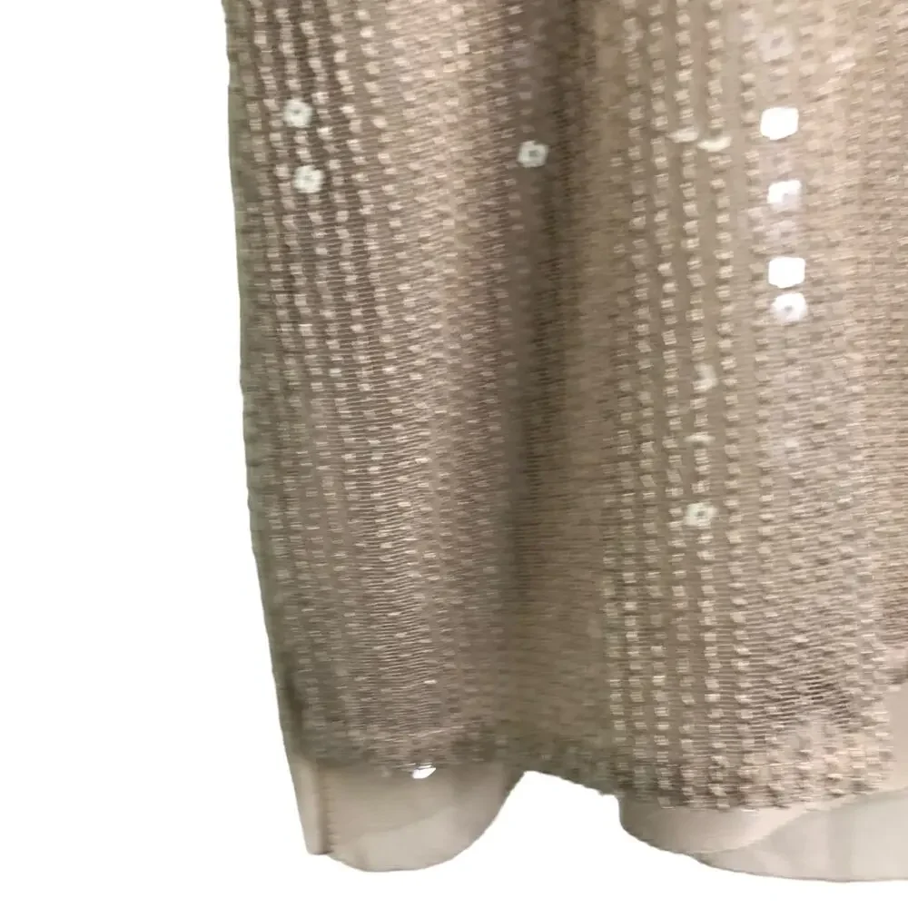 White House Black Market‎ Top Womens XS Beige Sequins Camisole Tank V-Neck Go Go - Picture 8 of 10